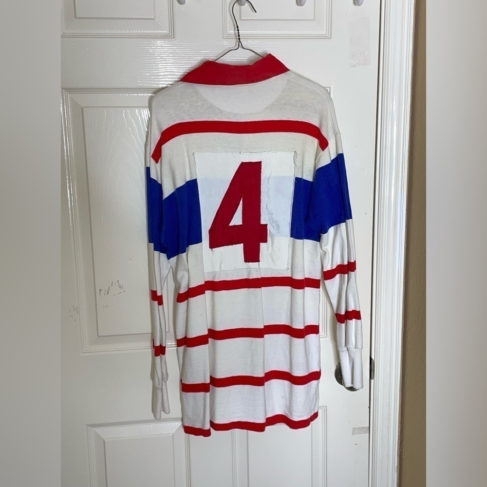Rare Vintage Maxmore Floral Stripe Rugby Long sleeve Shirt 80s Size 46 - Picture 7 of 12